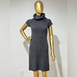 London Times Cable knit Turtle Neck Sweater Dress Dark Gray in Size Small
